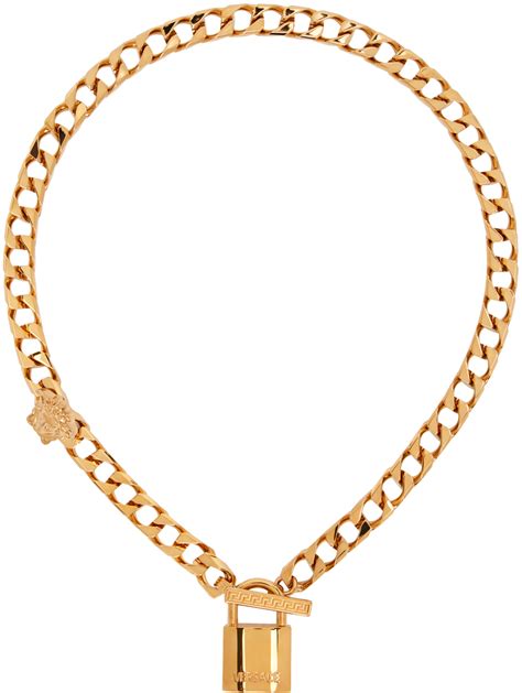 gold versace jewelry|Versace lock statement necklace.